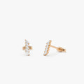 14k Gold Diamond Baguette Cut Geometric Stud Earrings 0.18 ctw