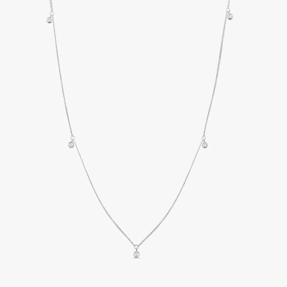 14K Gold 5 Diamond Dangle Necklace Elegant Everyday Sparkle