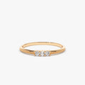14k Rose Gold 3 Stone Round Diamond Prong Set Ring 0.10ctw