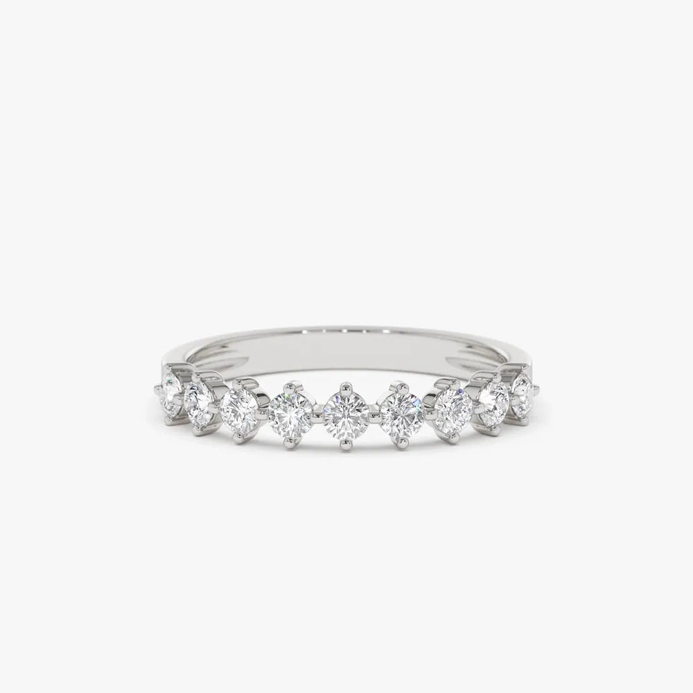 14k Gold Round Diamond 9 Stone Prong Set Women's Wedding Ring 0.50 Carat