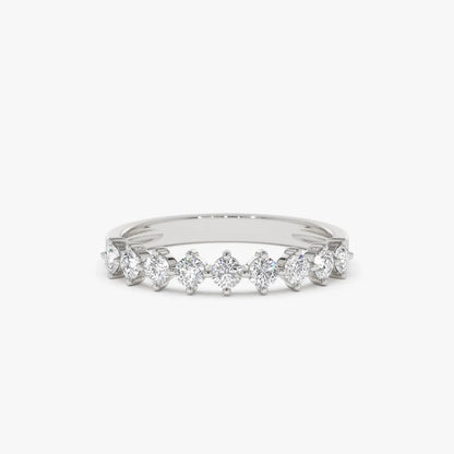 14k Gold Round Diamond 9 Stone Prong Set Women's Wedding Ring 0.50 Carat
