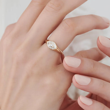 14k Gold Marquise and Baguette Diamond Ring 0.35 ctw
