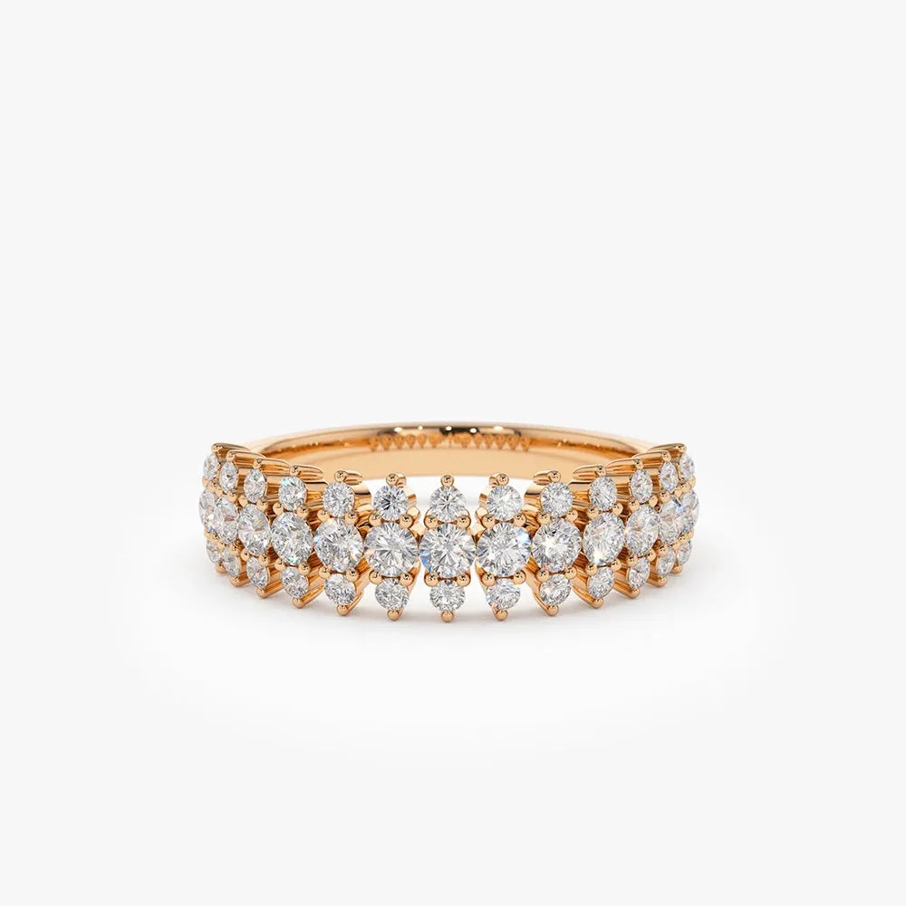 14k Gold Round Diamond 0.69ctw Half Eternity Spike Prong Setting Ring