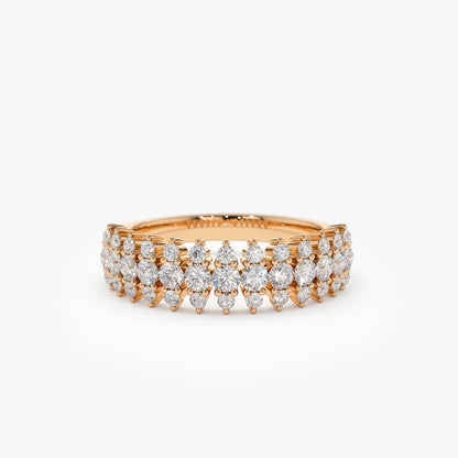 14k Gold Round Diamond 0.69ctw Half Eternity Spike Prong Setting Ring