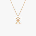 14k Solid Gold Pisces Zodiac Charm Pendant Necklace
