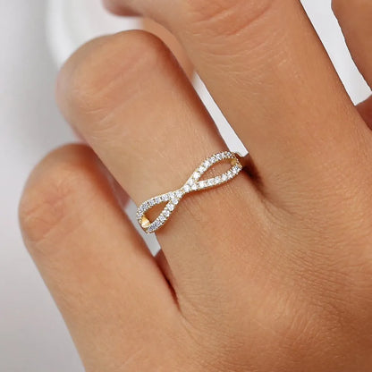 14K Solid Gold Round Diamond Eternity Micro Pave Wedding Band 0.22 Carat