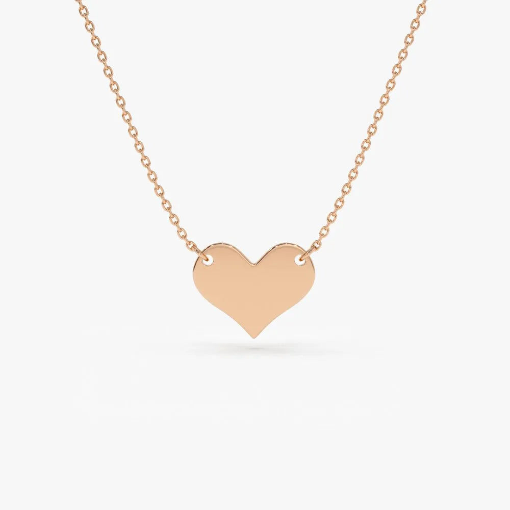 14k Solid Gold Heart Pendant Necklace Minimalist Style