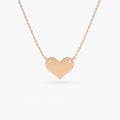 14k Solid Gold Heart Pendant Necklace Minimalist Style