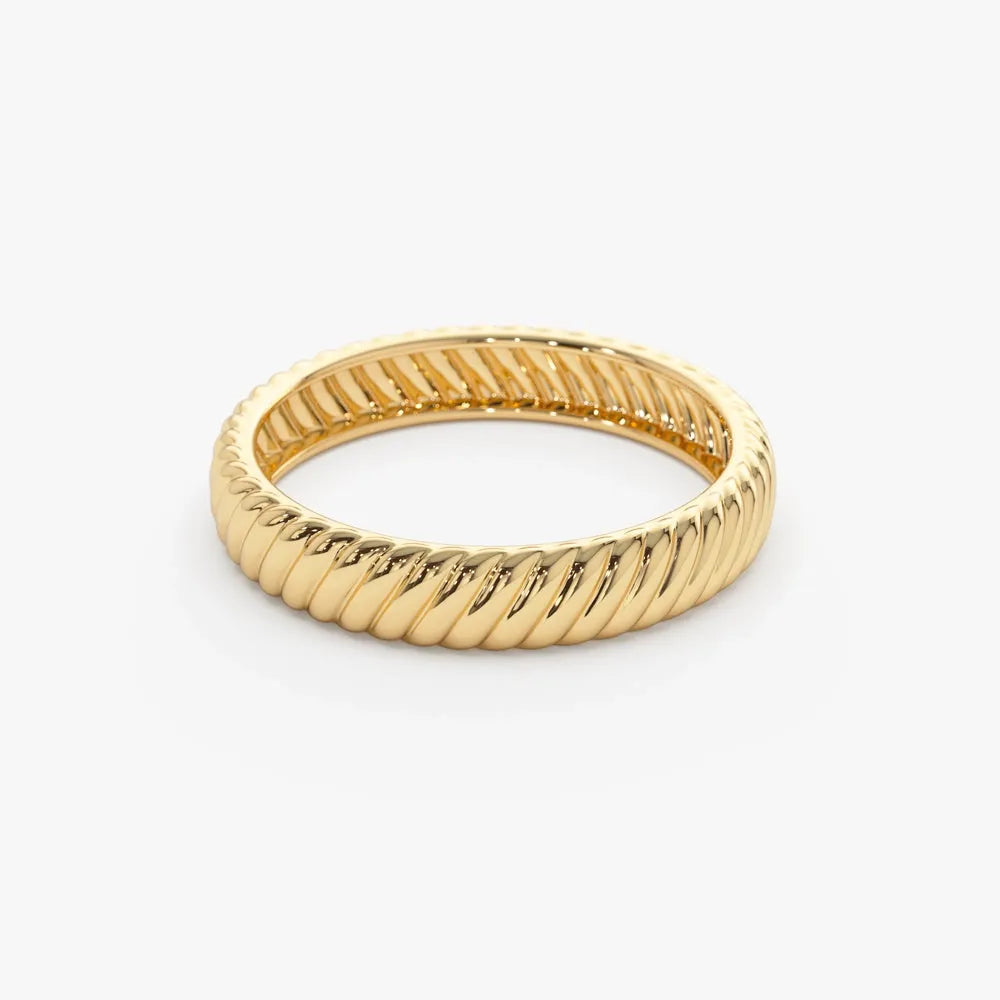 14k Solid Gold Dome Croissant Band Ring 3.7mm Width