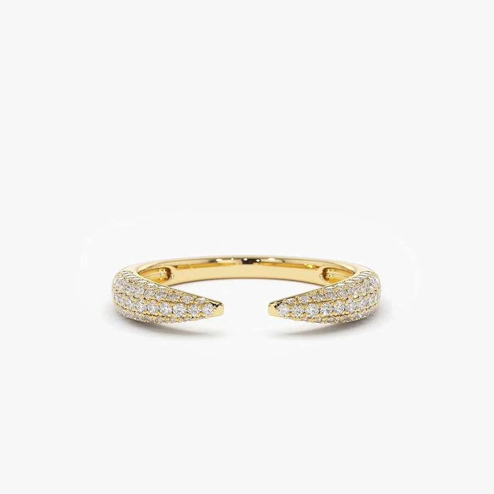 14k Gold Round Diamond 0.40ctw Micro-Pave Claw Ring