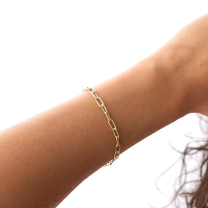 14K Gold 8mm Paperclip Link Chain Bracelet
