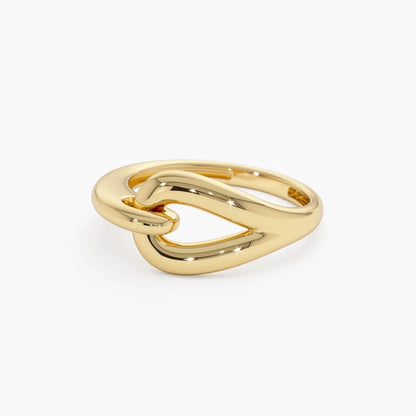 14k Gold Modern Knot Ring Wide Graduated Statement Band
