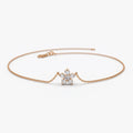 14K Solid Gold 0.18 CTW Round Diamond Flower Charm Prong Set Bracelet