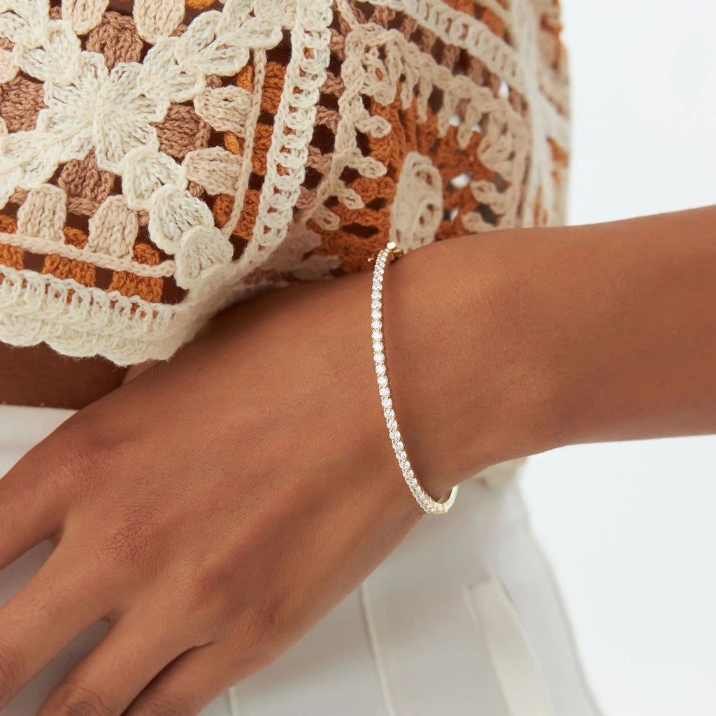 14K Solid Gold 1.55 CTW Round Diamond Prong Set Bangle