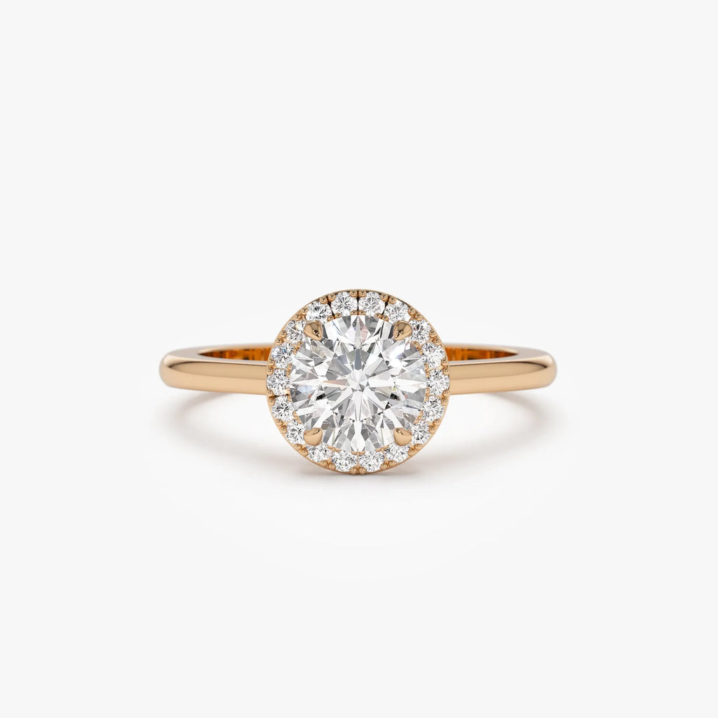 14k Gold 1.20 ctw Lab Grown Diamond Round Halo Engagement Ring Vivien
