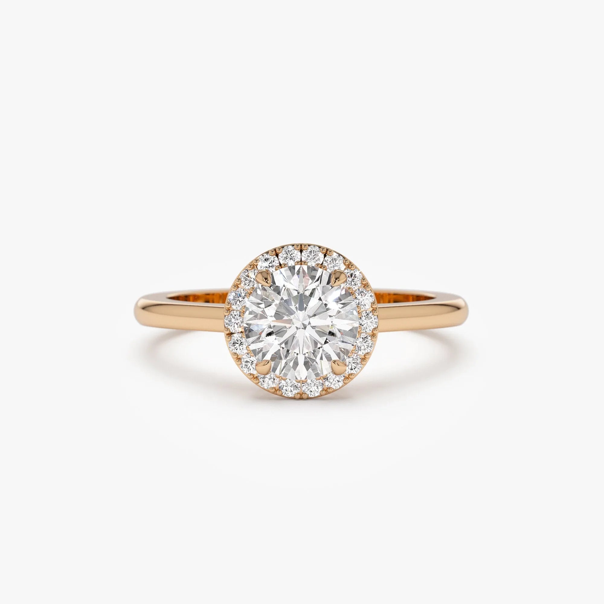 14k Gold 1.20 ctw Lab Grown Diamond Round Halo Engagement Ring Vivien