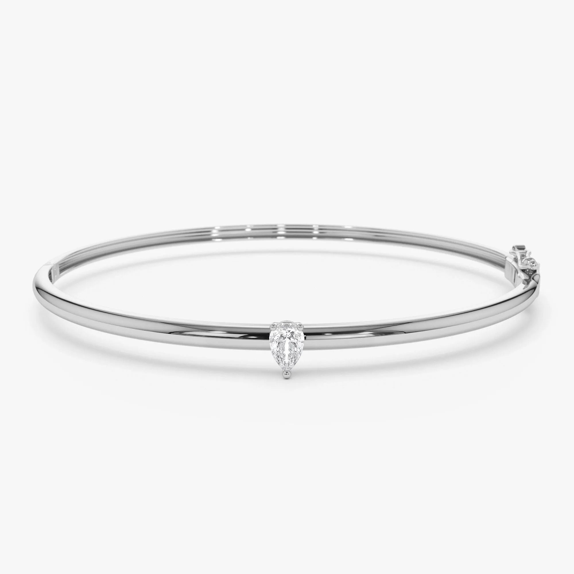 14K Solid Gold 0.20 CTW Pear Shape Diamond Solitaire Bangle
