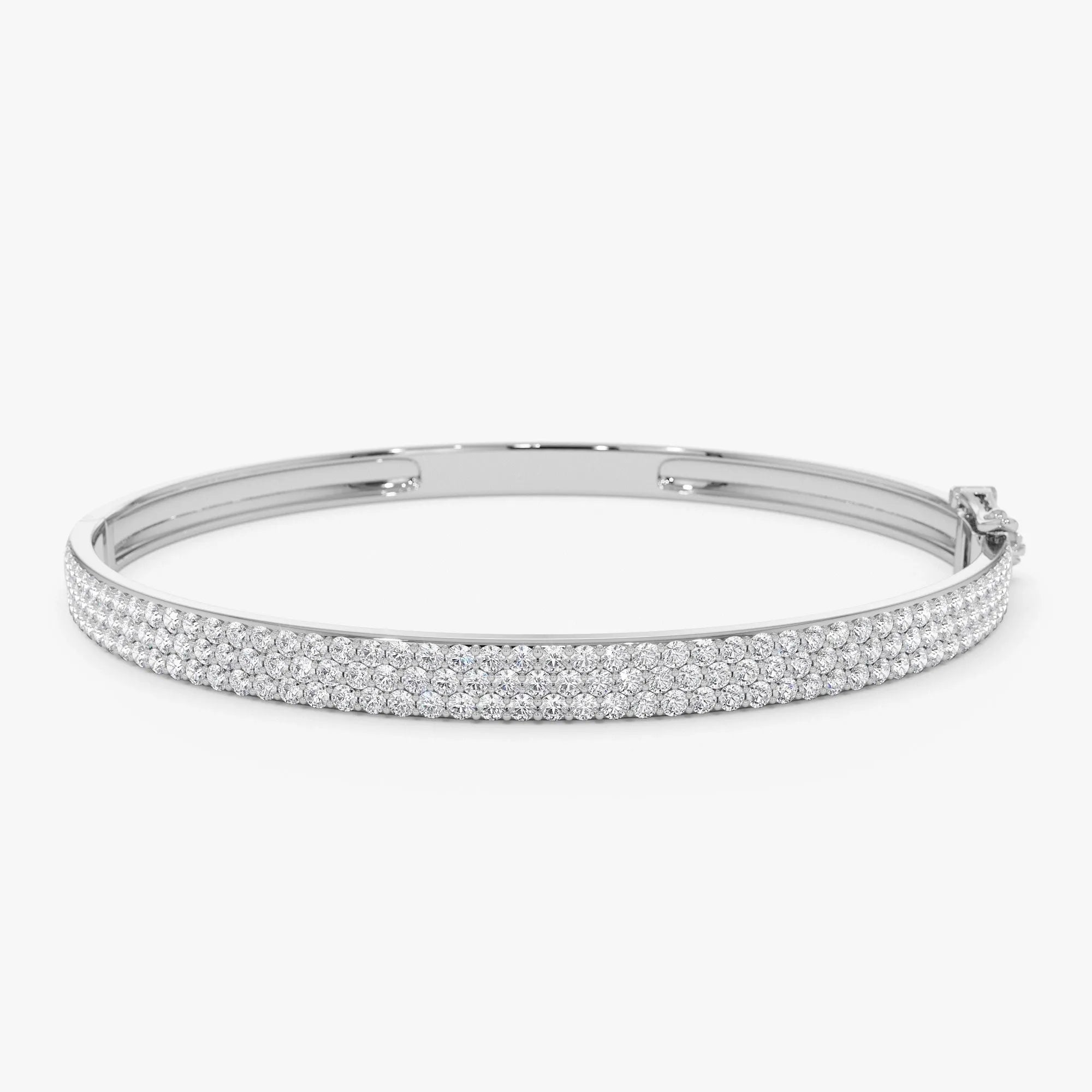 14K Solid Gold 1.05 CTW Round Diamond Crossover Graduating Bangle