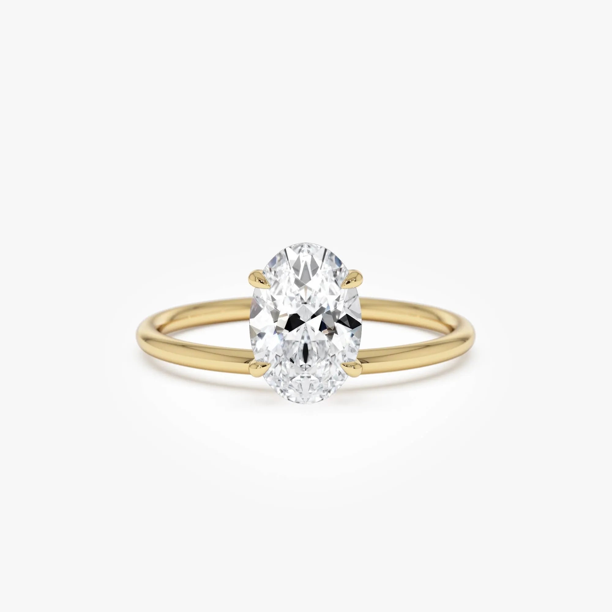 14k Gold 1.00 Carat Lab Grown Diamond Oval Elevated Basket Solitaire Ring