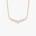 14K Solid Gold 0.32 CTW Round Diamond V Prong Chevron Necklace