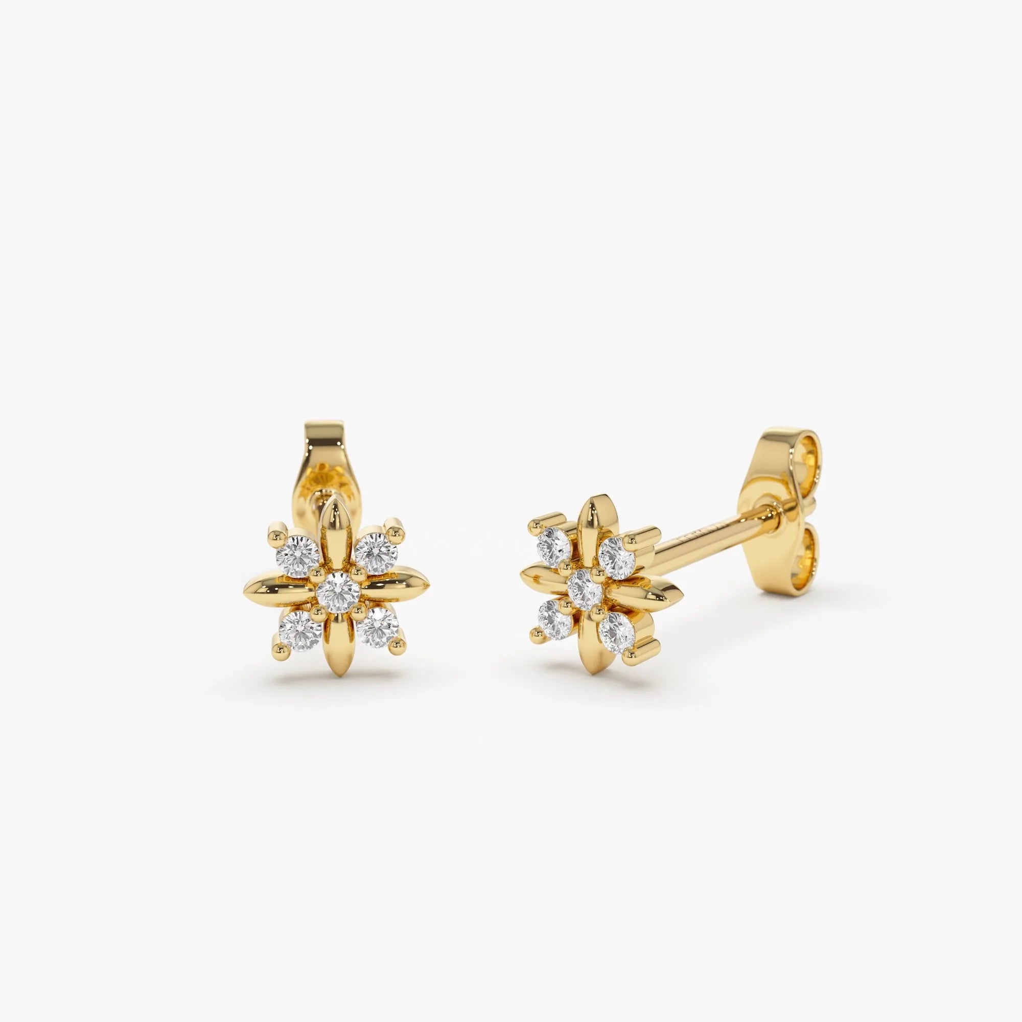 14k Gold Diamond Round Cut Crisscross Cluster Stud Earrings 0.10 ctw