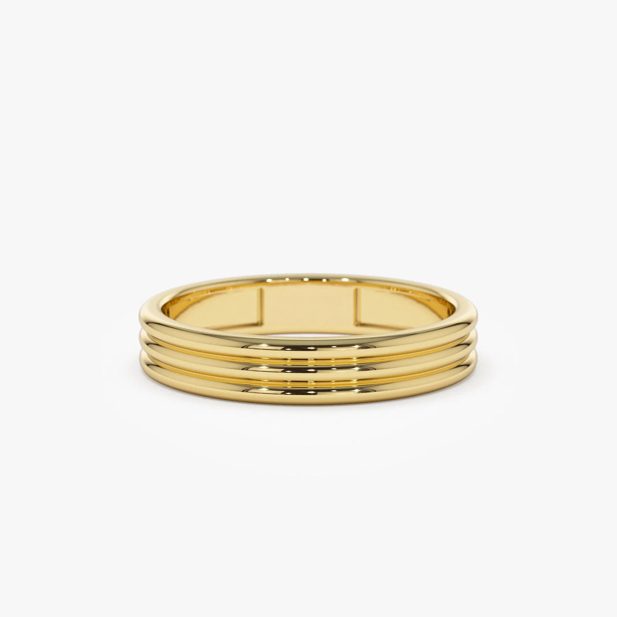14k Solid Gold Multi Lined Wedding Band Ring