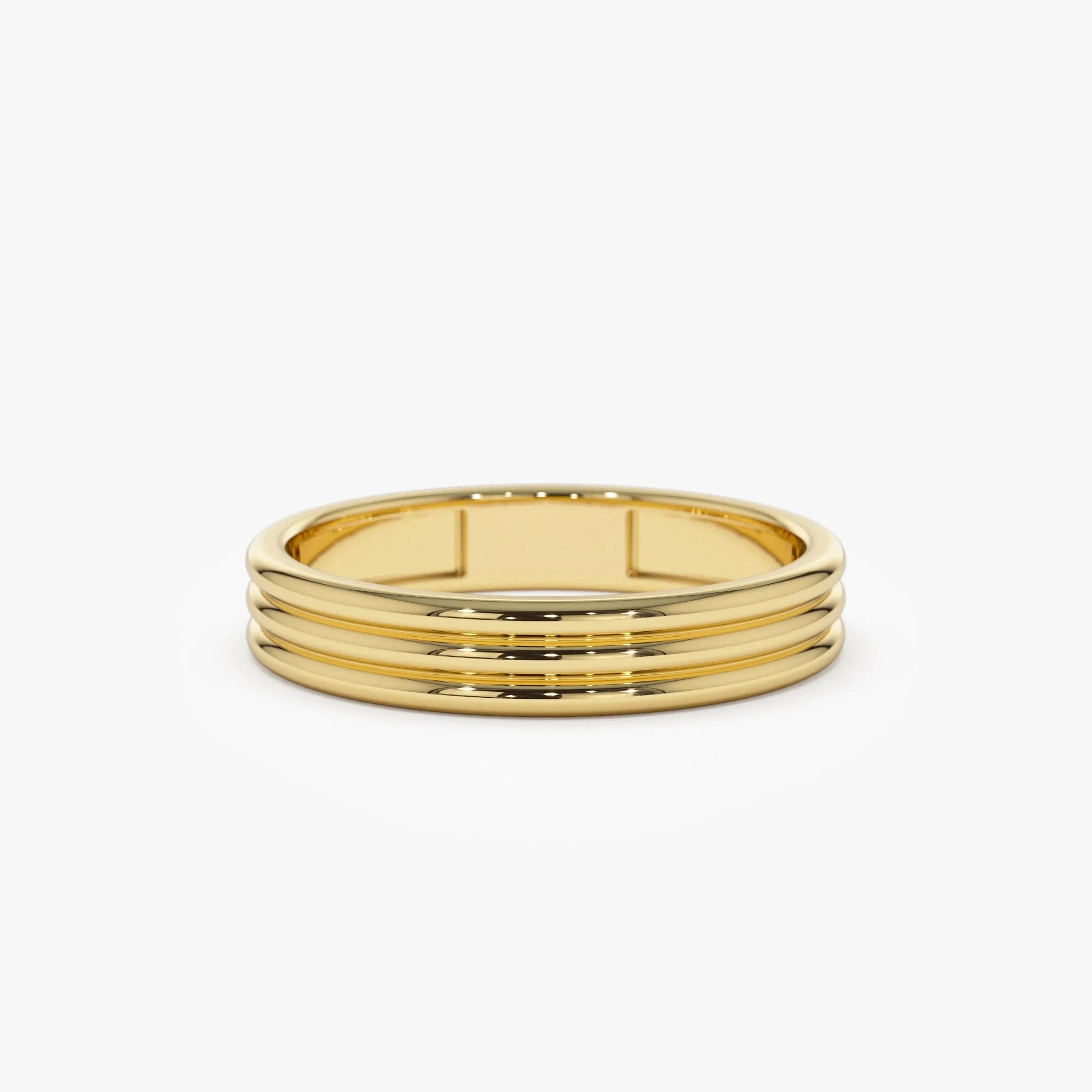 14k Solid Gold Multi Lined Wedding Band Ring