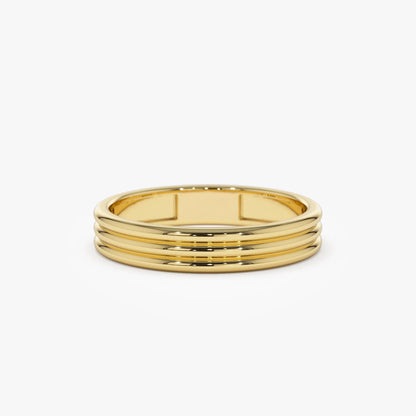 14k Solid Gold Multi Lined Wedding Band Ring