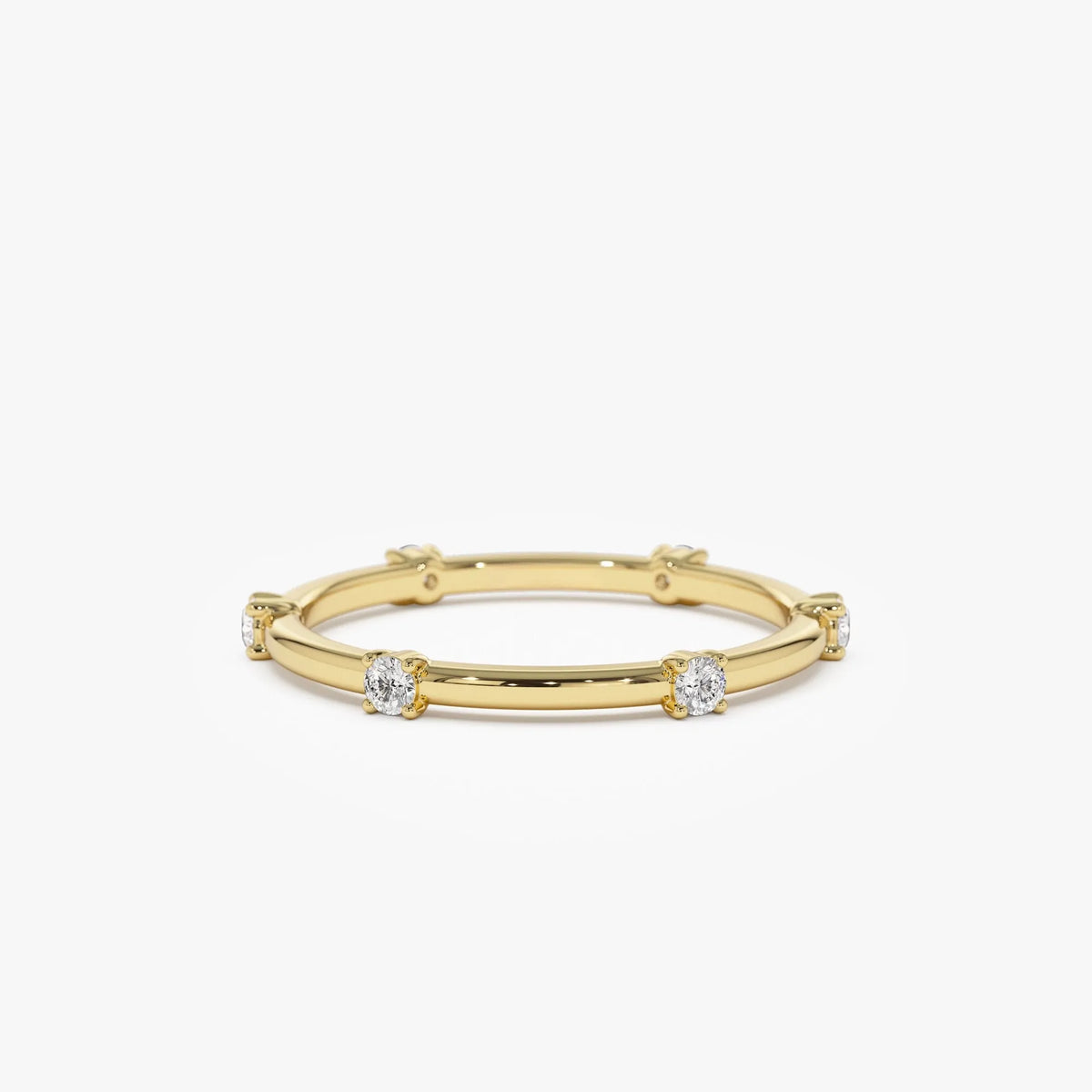 14k Solid Gold Round Diamond Full Eternity Stacking Ring Prong Setting 0.20ctw