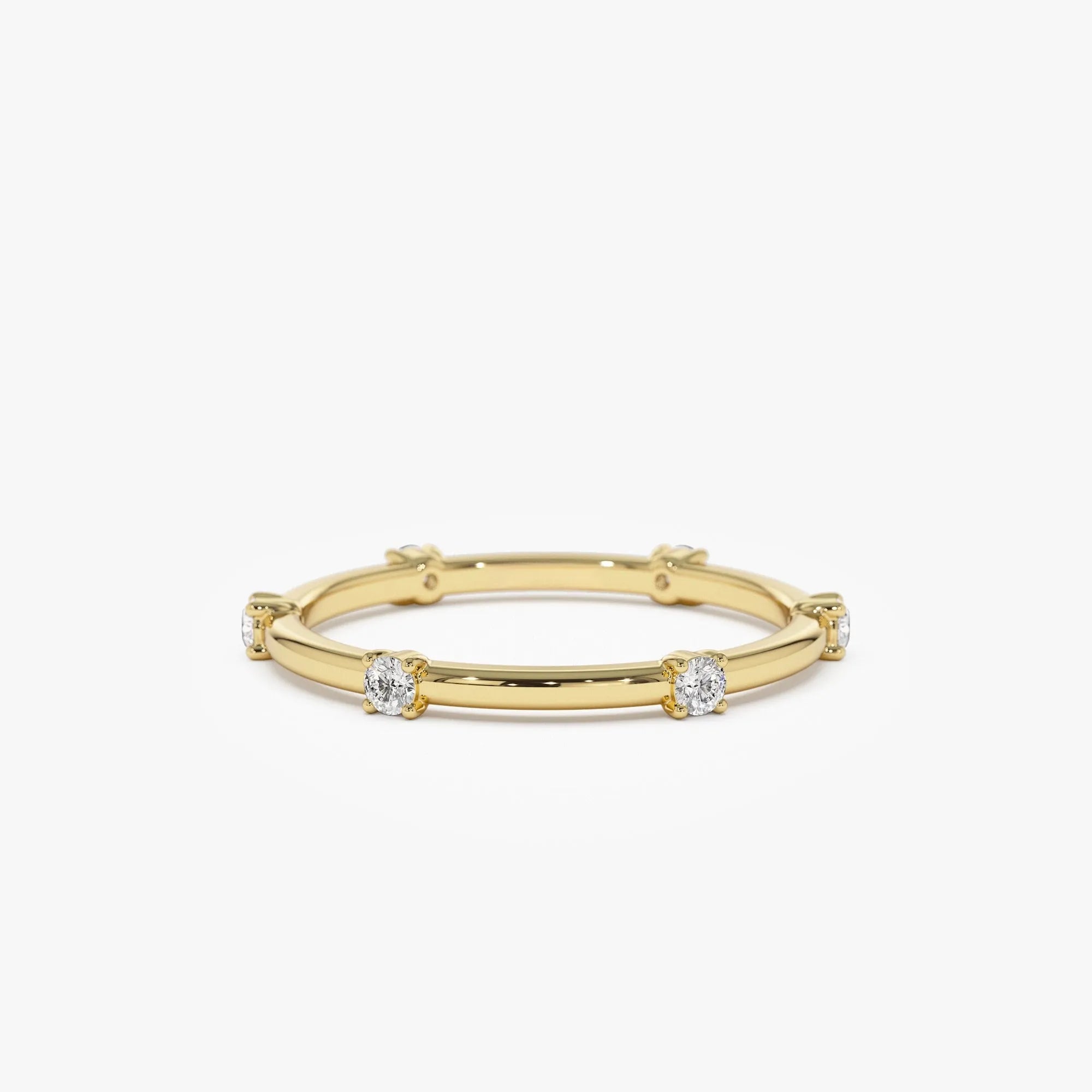 14k Solid Gold Round Diamond Full Eternity Stacking Ring Prong Setting 0.20ctw