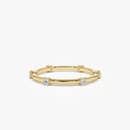 14k Solid Gold Round Diamond Full Eternity Stacking Ring Prong Setting 0.20ctw
