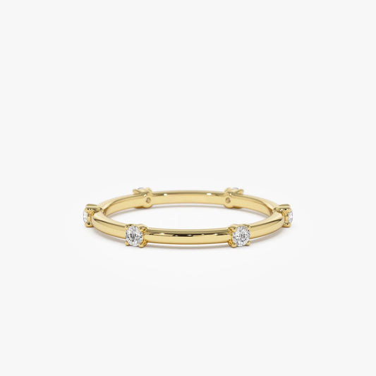 14k Solid Gold Round Diamond Full Eternity Stacking Ring Prong Setting 0.20ctw