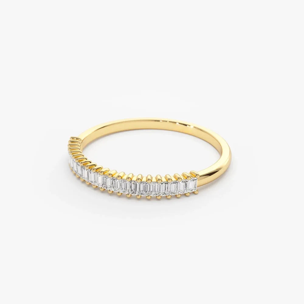 14k Solid Gold 0.22ctw Baguette Diamond Wedding Band Ring