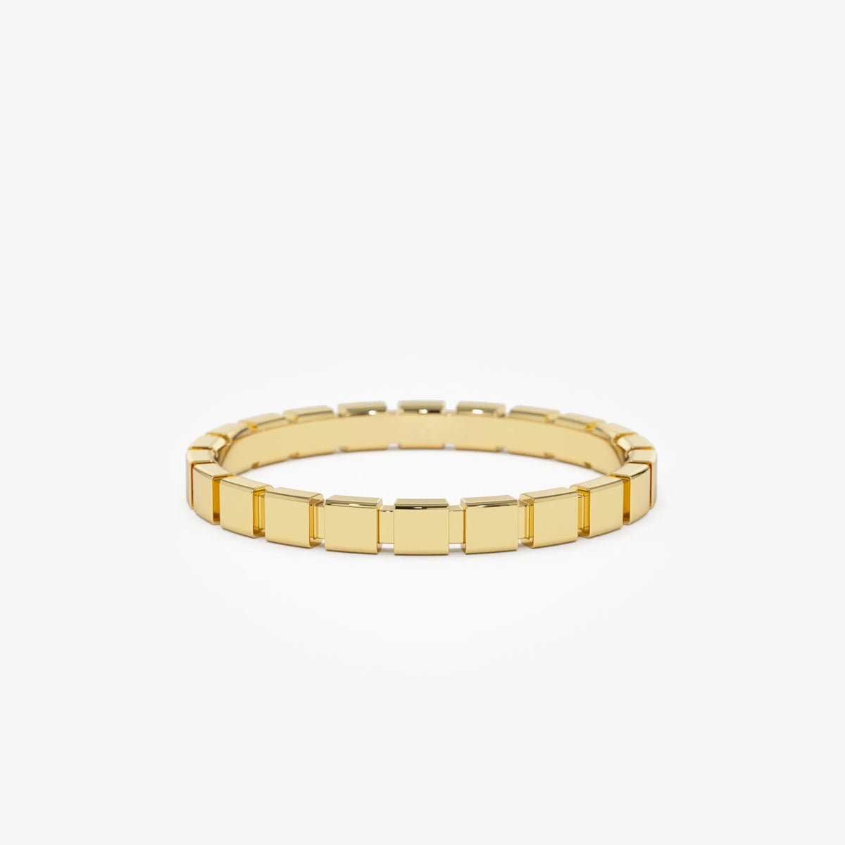 14k Solid Gold Geometric Square Stackable Band Ring