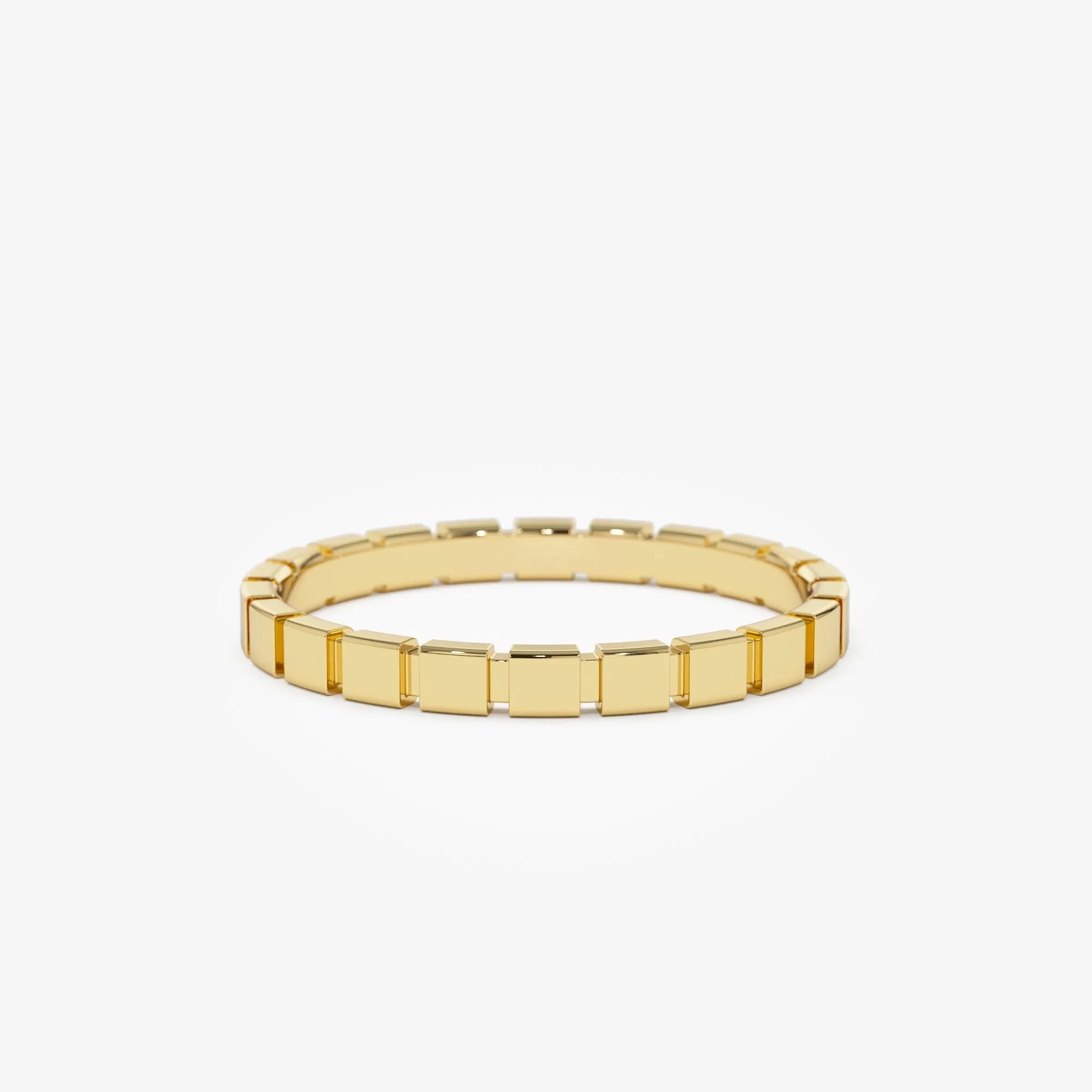 14k Solid Gold Geometric Square Stackable Band Ring