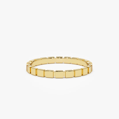14k Solid Gold Geometric Square Stackable Band Ring