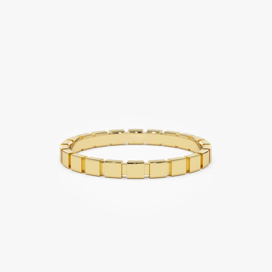 14k Solid Gold Geometric Square Stackable Band Ring