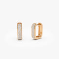 14k Gold Diamond Round Cut Pave Square Huggie Hoop Earrings 0.38 ctw