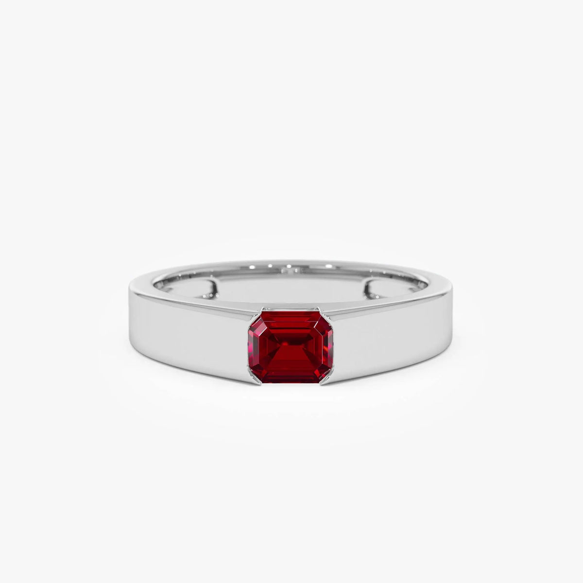 14k Gold Ruby Emerald Cut Octagon Solitaire Ring 0.56 ctw