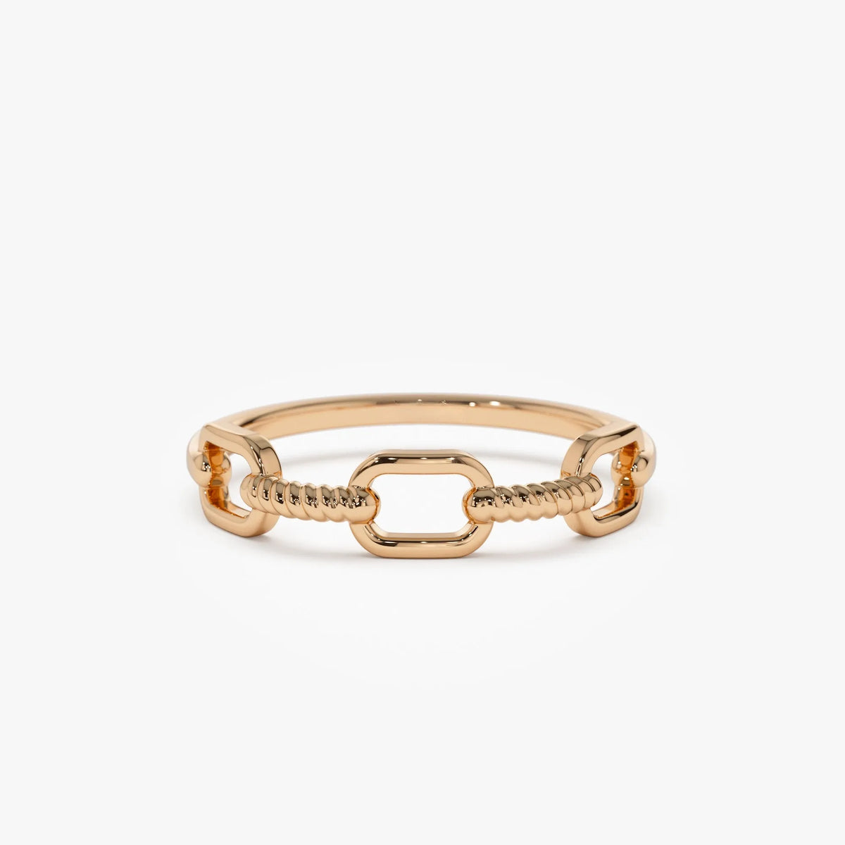 14k Solid Gold Twisted Rope Textured Band Ring