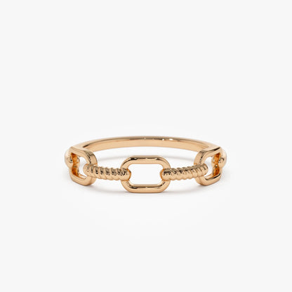 14k Solid Gold Twisted Rope Textured Band Ring