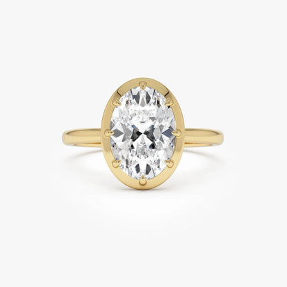 14k Gold 2.00 Carat Oval Lab Grown Diamond Claw Prong Engagement Ring IGI Certified