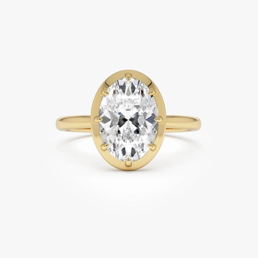 14k Gold 2.00 Carat Oval Lab Grown Diamond Claw Prong Engagement Ring IGI Certified