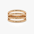 14k Gold Four Band Statement Ring Wide Multi Layer Style