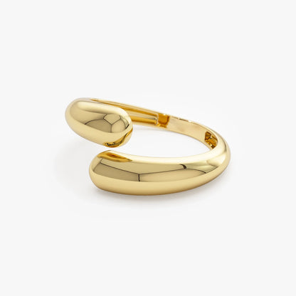 14k Solid Gold Plain Wide Open Cuff Statement Ring