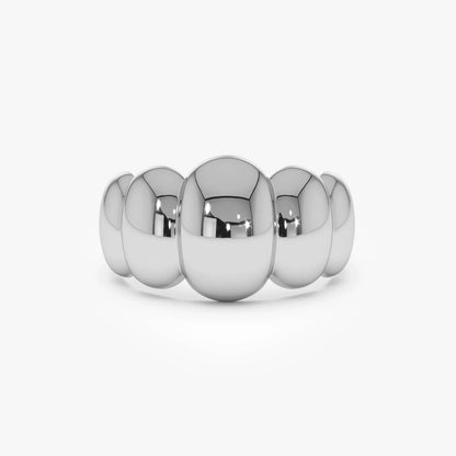 14k Gold Bubble Dome Statement Ring 11mm Wide Band