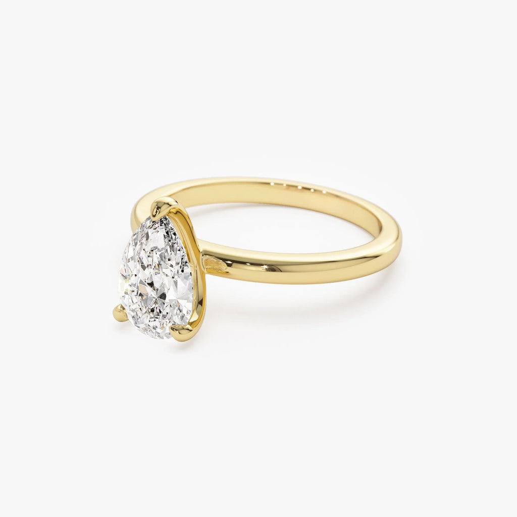 14k Gold Lab Grown Diamond Pear Shaped Engagement Ring Prong Setting Kylie 0.75 to 1.50 ctw