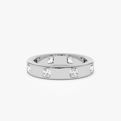 14K Solid Gold Asscher Cut Diamond 0.95 Carat Full Eternity Flush Setting Band
