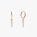 14k Gold Diamond Round Cut Dangling Drop Earrings Bezel Setting 0.45 ctw