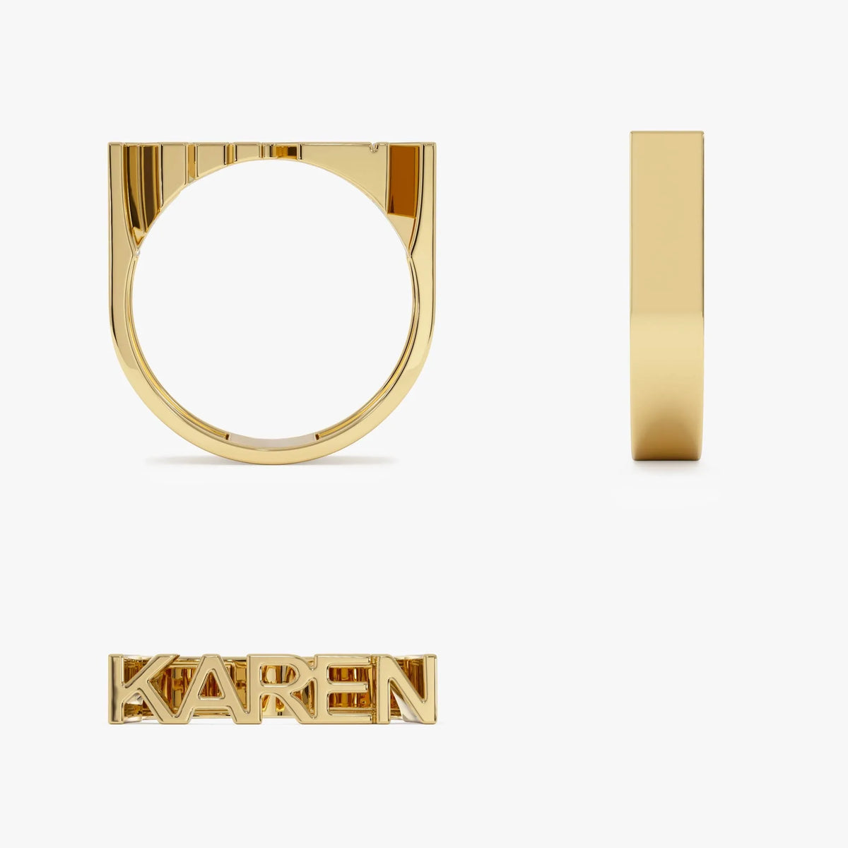 14K Gold Personalized Bold Nameplate Ring Custom Jewelry